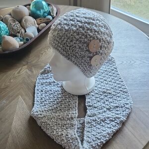 Cozy Knit Kids Hat and Scarf Set - Gray